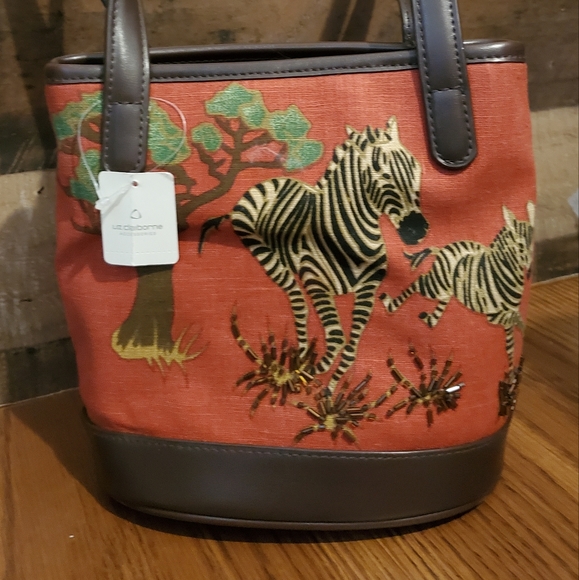 LIZ CLAIBORNE Savannah theme zebra crossbody beaded purse handbag NWT - Picture 13 of 13